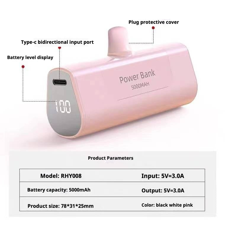 Wireless Shared Fast Charging Capsule Power Bank Small Mini Ultra-Thin Portable Pocket PB