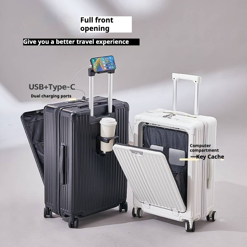 20/22/24/26 Inch Front Opening Trolley Case Multifunctional Suitcase LB