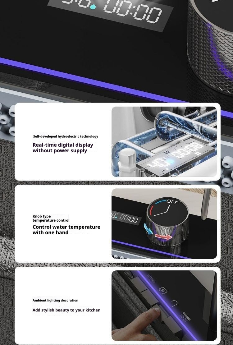 حوض من الألومنيوم بفتحة واحدة كبيرة منقوش على شكل قرص العسل بتصميم حوت طائر مخصص مع شاشة رقمية وزر KS