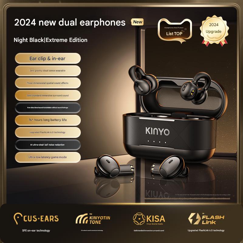 Bluetooth Headset Wireless Ear Clip Semi-In-Ear Dual-Use Open Type Ultra-Long Battery Life HEP