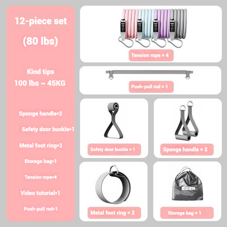 Pull Rope Resistance Band Fitness Muscle Exercise Training Multi-function Elastic Rope RB