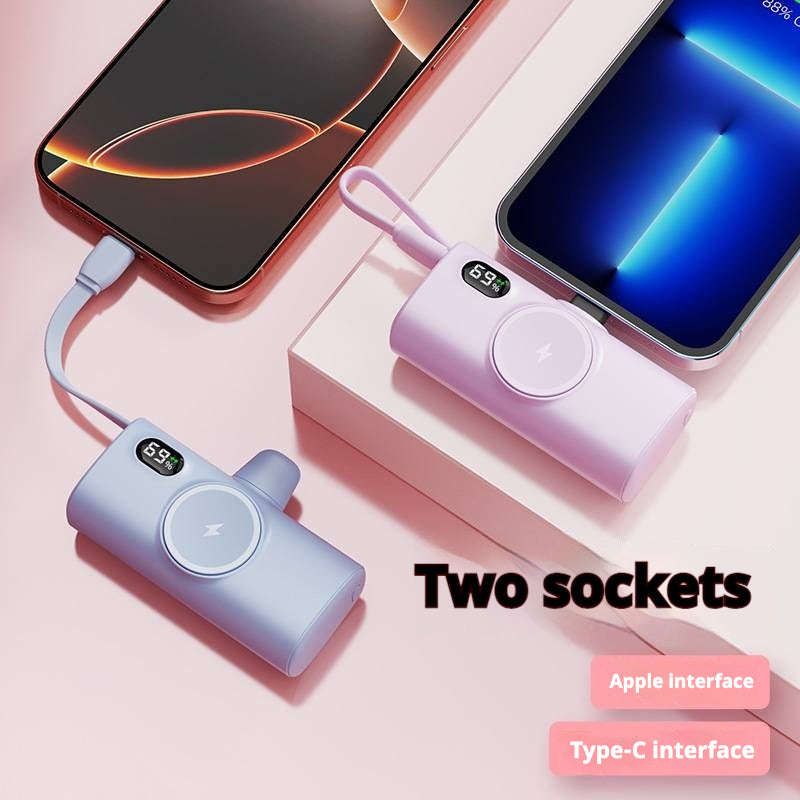 Pocket Capsule Wireless Magnetic Built-In Wire Mobile Power Bank PB