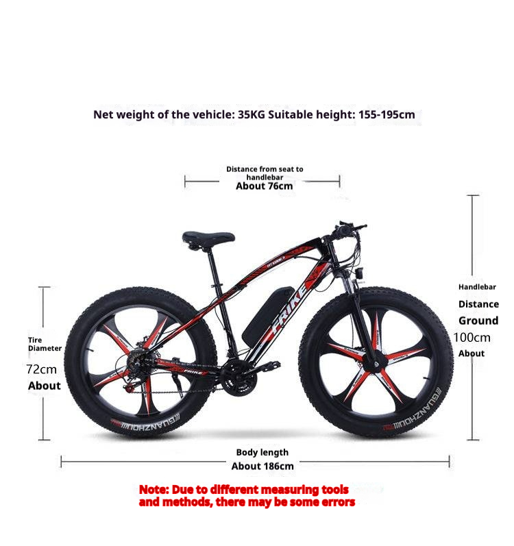 Furick Electric Mountain Bike Power-assisted Lithium-ion Snowmobile Integrated Wheel Speed-changing Bike BK