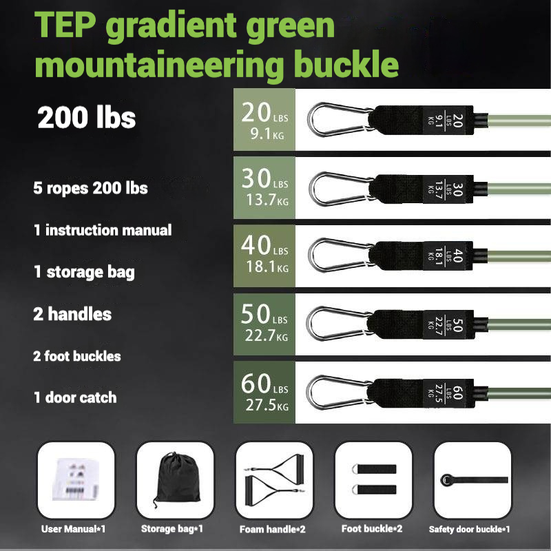 11-piece Pull Rope Puller Home Fitness Chest Expander Set Pull Rope Fitness Equipment RB