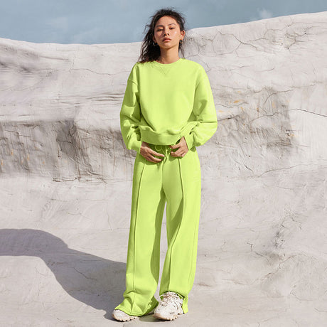 Clothing Casual Round Neck Suit Fleece-Lined Long-Sleeved Sweatshirt Suit