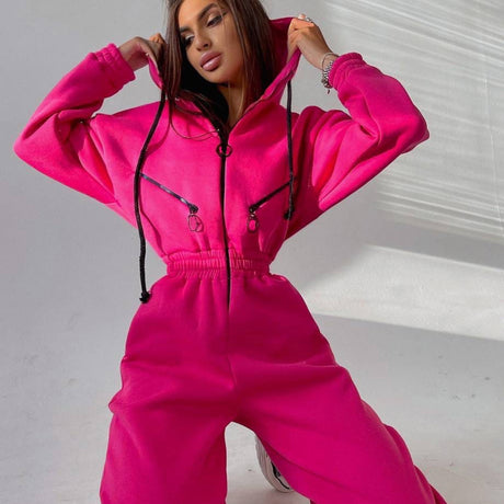 Popular Sports and Leisure Women's Hooded Jumpsuit