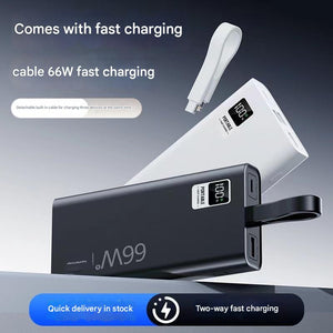 Power Bank Built-in Cable Super Fast Charging 66W Large Capacity PB