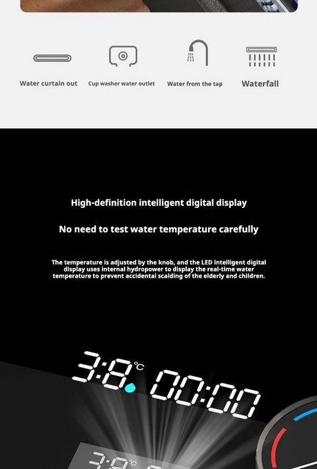 Customized Whale Flying Rain Trough Waterfall Digital Display Button Thickened Honeycomb Embossed Large Single Slot Aluminum Core High-end Faucet KS