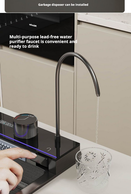 Customized Whale Flying Rain Trough Waterfall Digital Display Button Thickened Honeycomb Embossed Large Single Slot Aluminum Core High-end Faucet KS